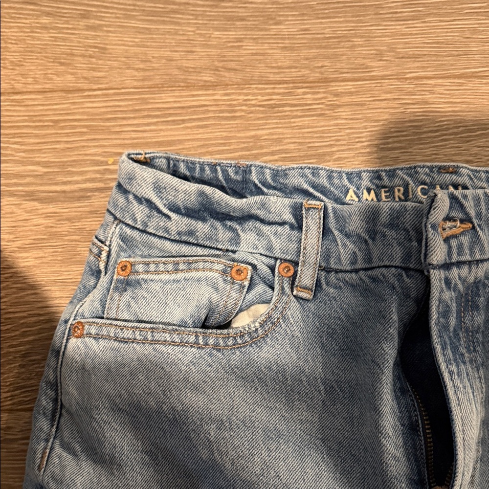 American Eagle Curvy 90s Bootcut Light Blue Flared Open Ankle Jeans - Picture 5 of 11